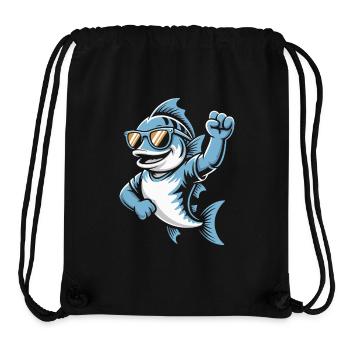 Blue shark with sunglasses - Stanley/Stella Recycled Gym Bag - black - Front