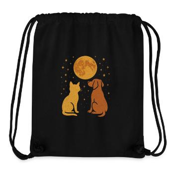 Hund Katze Tier Freundschaft Nachthimmel - Stanley/Stella recycelter Gym Bag - Schwarz - Vorne