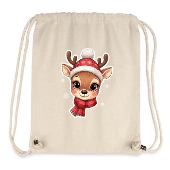 Winterhirsch mit rotem Schal - Stanley/Stella recycelter Gym Bag - Naturweiß - Vorne