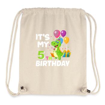 5th Birthday Boy Girl Dinosaur Five Years - Stanley/Stella Recycled Gym Bag - natural - Front