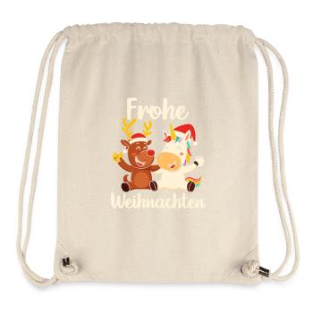 Joyeux Noël Renne Licorne Veille de Noël - Sac à cordon recyclé Stanley/Stella - blanc naturel - Devant
