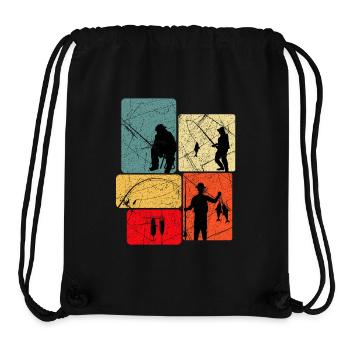 Fishing Silhouettes Retro Look - Stanley/Stella Recycled Gym Bag - black - Front
