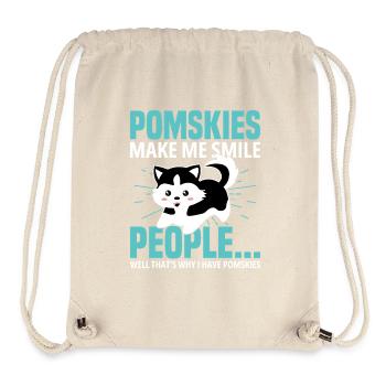 Pomsky birgt Hundegeschirr Pomsky Stofftier - Stanley/Stella recycelter Gym Bag - Naturweiß - Vorne