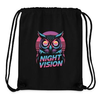 Night Vision Eule Retro Synthwave Nacht - Stanley/Stella recycelter Gym Bag - Schwarz - Vorne