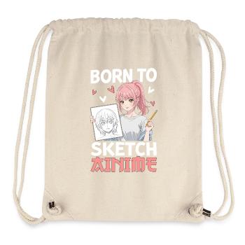 Born To Sketch Anime - Stanley/Stella recycelter Gym Bag - Naturweiß - Vorne