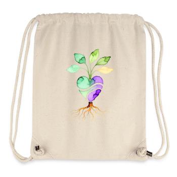 Racines de cœur véganes aquarelle – Herz Pflanze Wurzel - Sac à cordon recyclé Stanley/Stella - blanc naturel - Devant