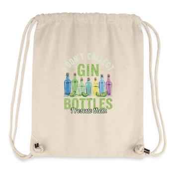 Gin, je ne collectionne pas les bouteilles de gin, je les sauve. - Sac à cordon recyclé Stanley/Stella - blanc naturel - Devant