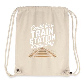Bahnhoftag Stimmung mit Gleisen - Stanley/Stella recycelter Gym Bag - Naturweiß - Vorne