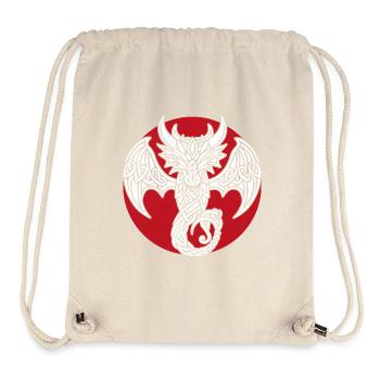 Dragon celtique blanc sur fond rouge - Sac à cordon recyclé Stanley/Stella - blanc naturel - Devant