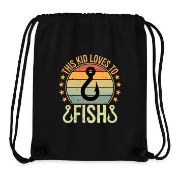 Boy Kids Loves to Fish-Shirt Bass Fishing Gift Fun - Stanley/Stella Recycled Gym Bag - black - Front