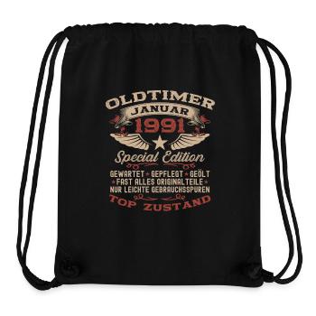 Cadeau pour le 35e anniversaire Voiture Classique janvier 1991 - Sac à cordon recyclé Stanley/Stella - noir - Devant