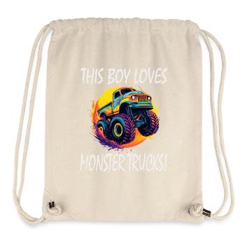 Junge liebt Monster Trucks - Stanley/Stella recycelter Gym Bag - Naturweiß - Vorne