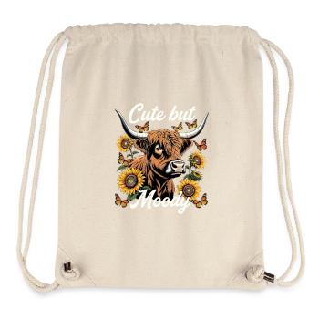 Cute But Moody Scottish Cow - Stanley/Stella Recycled Gym Bag - natural - Front