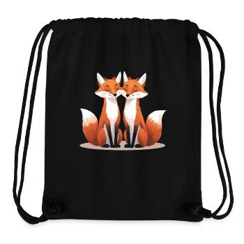Two cuddling foxes - Stanley/Stella Recycled Gym Bag - black - Front