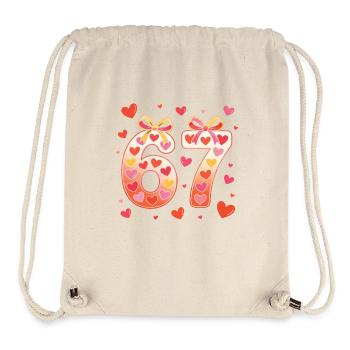 67 Birthday Hearts Bow Design - Stanley/Stella Recycled Gym Bag - natural - Front