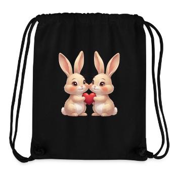 Joie du Cœur de Jumeaux Lapins - Sac à cordon recyclé Stanley/Stella - noir - Devant