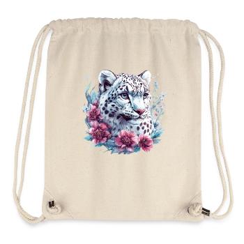 Leopardengesicht mit Blumenkranz - Stanley/Stella recycelter Gym Bag - Naturweiß - Vorne