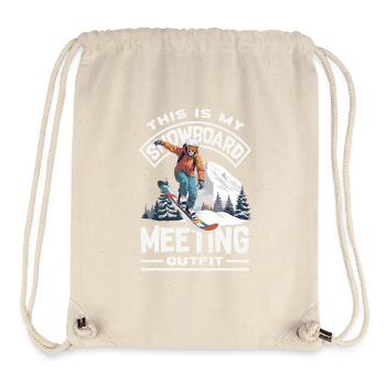 Snowboarding Snowboard Meeting Chairlift - Stanley/Stella Recycled Gym Bag - natural - Front