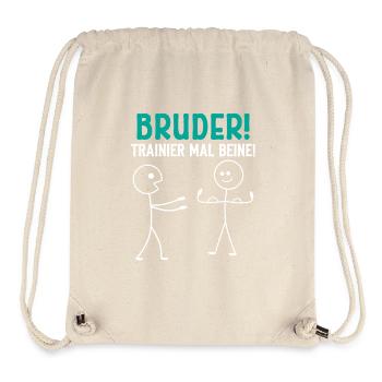 Strichmännchen BRUDER TRAINIER MAL BEINE Lustig - Stanley/Stella recycelter Gym Bag - Naturweiß - Vorne