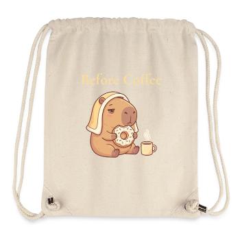 Capybara avec motif de beignet et cozy à café - Sac à cordon recyclé Stanley/Stella - blanc naturel - Devant