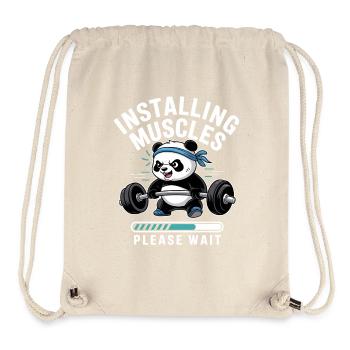 Panda Kraftaufbau – Bitte warten - Stanley/Stella recycelter Gym Bag - Naturweiß - Vorne