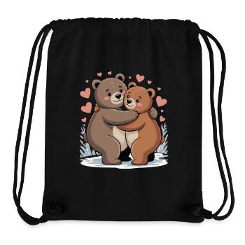 Two bears hug with hearts - Stanley/Stella Recycled Gym Bag - black - Front
