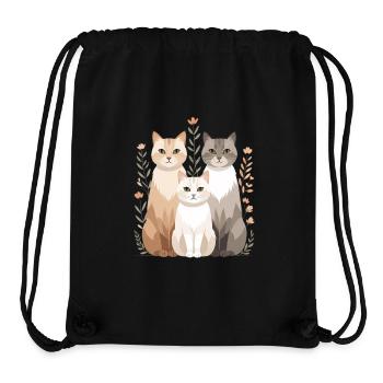 Cat family in a flower wreath - Stanley/Stella Recycled Gym Bag - black - Front
