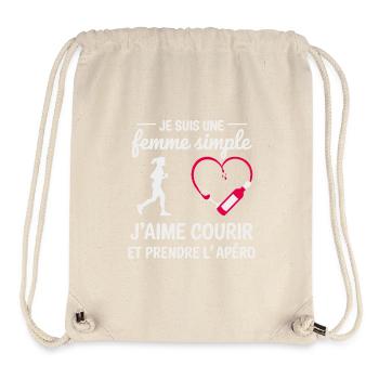 Einfache Frau, Humor, Laufen und Aperitif - Stanley/Stella recycelter Gym Bag - Naturweiß - Vorne