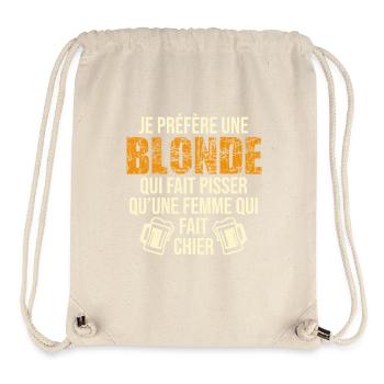 Humour cru bière apéro alcool beauf amis potes - Sac à cordon recyclé Stanley/Stella - blanc naturel - Devant