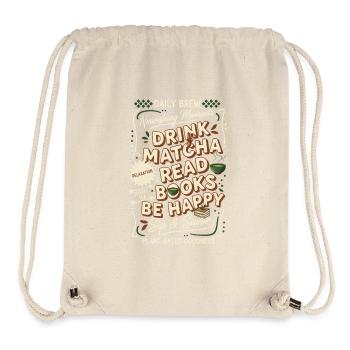 Drink Matcha Read Books Be Happy Green Tea Daily - Stanley/Stella recycelter Gym Bag - Naturweiß - Vorne
