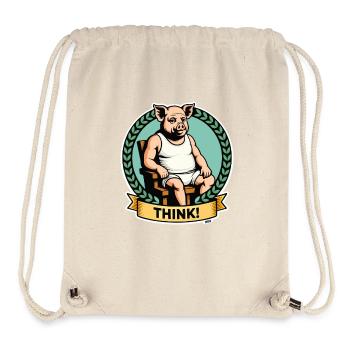 Thinker Clever Pig Cartoon - Stanley/Stella Recycled Gym Bag - natural - Front