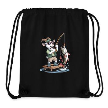 Funny Fishing Goat with Big Fish Catch - Stanley/Stella Recycled Gym Bag - black - Front