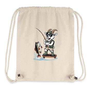 Funny fishing goat with big catch at the lake - Stanley/Stella Recycled Gym Bag - natural - Front