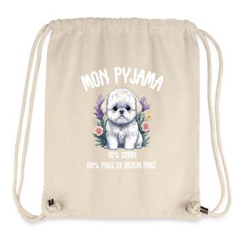 Pyjama Drôle Chien Bichon - Sac à cordon recyclé Stanley/Stella - blanc naturel - Devant