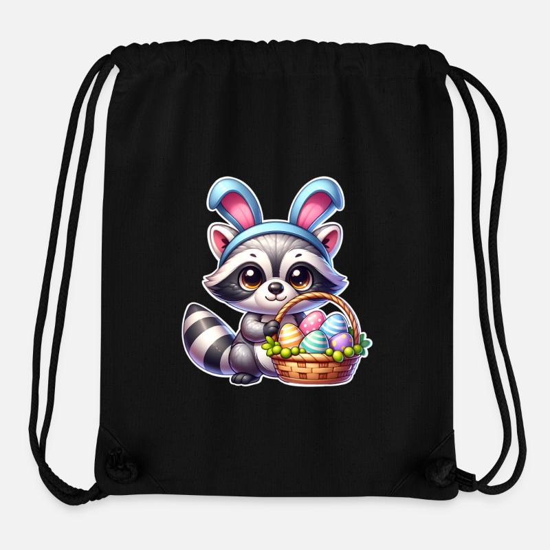 Raton laveur de Pâques - Sac à cordon recyclé Stanley/Stella - noir