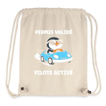 Humour permis de conduire - Sac à cordon recyclé Stanley/Stella - blanc naturel - Devant