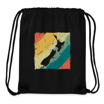 Logo rétro de la carte terrestre de la Nouvelle-Zélande Vintage NZ - Sac à cordon recyclé Stanley/Stella - noir - Devant