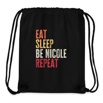Eat Sleep Be Nicole Repeat Retro Name - Stanley/Stella Recycled Gym Bag - black - Front