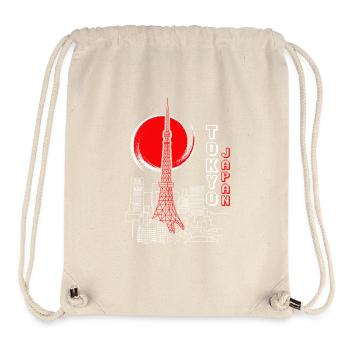 Art de la skyline de la tour Tokyo Japon - Sac à cordon recyclé Stanley/Stella - blanc naturel - Devant