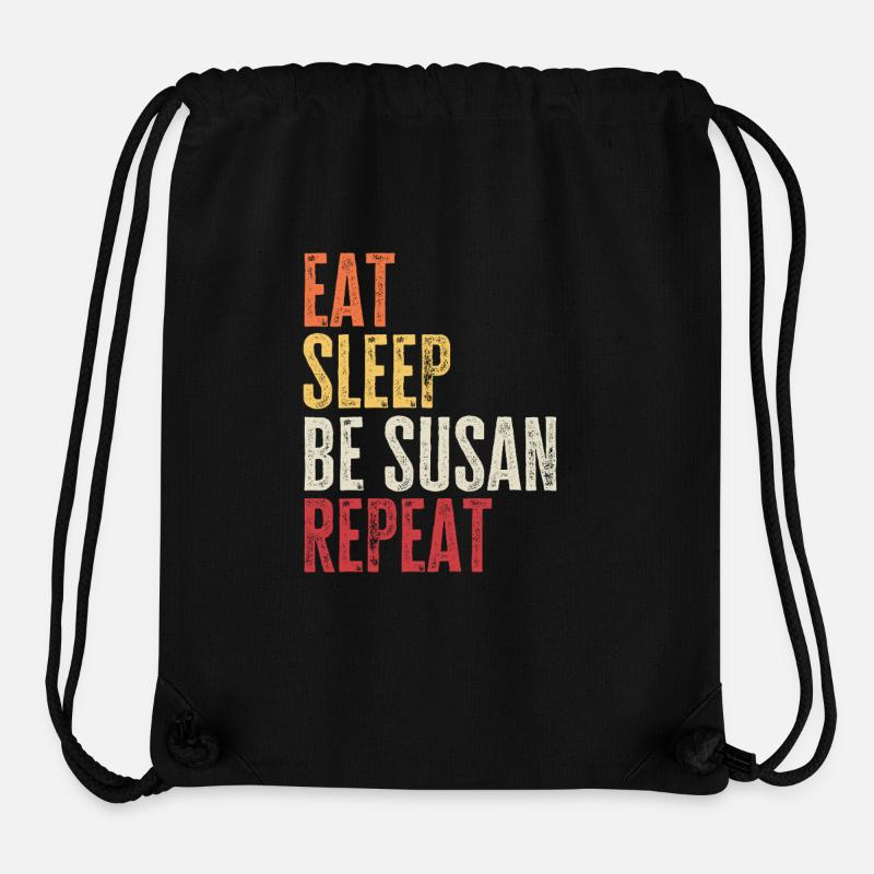 Iss, schlaf, sei Susan, wiederhole Retro-Name - Stanley/Stella recycelter Gym Bag - Schwarz
