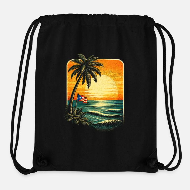 Porto Rico Boricua - Sac à cordon recyclé Stanley/Stella - noir