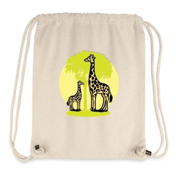 Safari familial de girafes nature Art rétro de dessins animés - Sac à cordon recyclé Stanley/Stella - blanc naturel - Devant