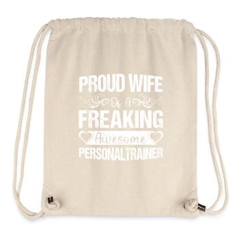 Épouse fière d’un coach personnel en powerlifting - Sac à cordon recyclé Stanley/Stella - blanc naturel - Devant