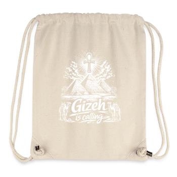 Gizeh appelle le voyage des pyramides d’Égypte - Sac à cordon recyclé Stanley/Stella - blanc naturel - Devant