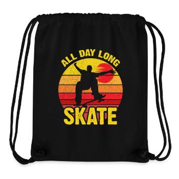 Ganztägiger Skate Retro Sunset - Stanley/Stella recycelter Gym Bag - Schwarz - Vorne