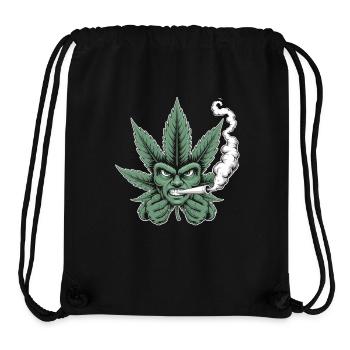 Weed Shirt – Cannabis Blatt Gesicht Kiffer - Stanley/Stella recycelter Gym Bag - Schwarz - Vorne