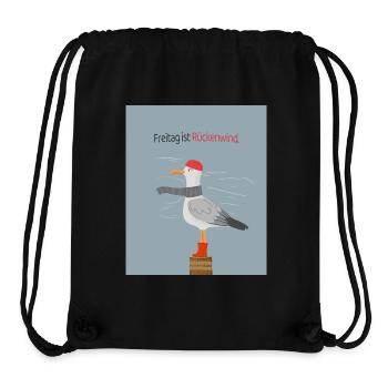 Freitag ist Rückenwind Möwe Spruch - Stanley/Stella recycelter Gym Bag - Schwarz - Vorne
