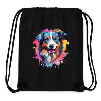 Colorful Splash Art Australian Shepherd Dog - Stanley/Stella Recycled Gym Bag - black - Front