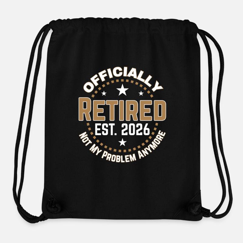 Funny Retired 2026 OFFICIALLY RETIRED 2026 - Sac à cordon recyclé Stanley/Stella - noir