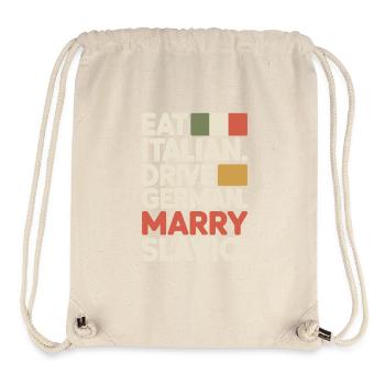 Mange un conduit italien, épouse un Slave Balkan, une voiture - Sac à cordon recyclé Stanley/Stella - blanc naturel - Devant